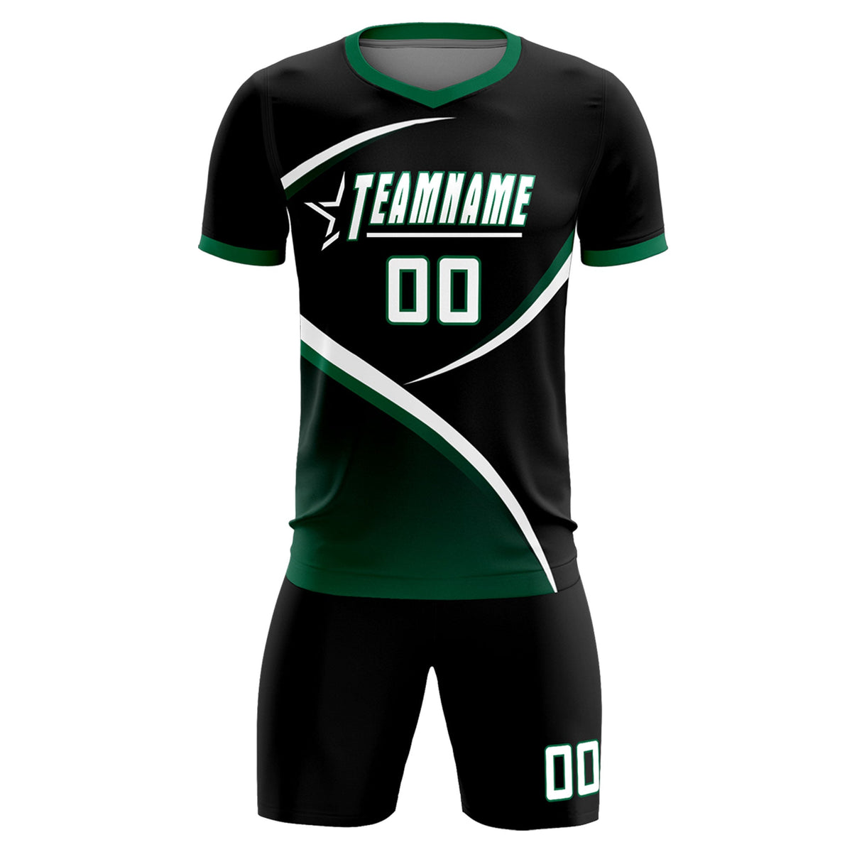 Custom Black Kelly Green Color Block Training Uniform For Men Soccer Sets Jersey