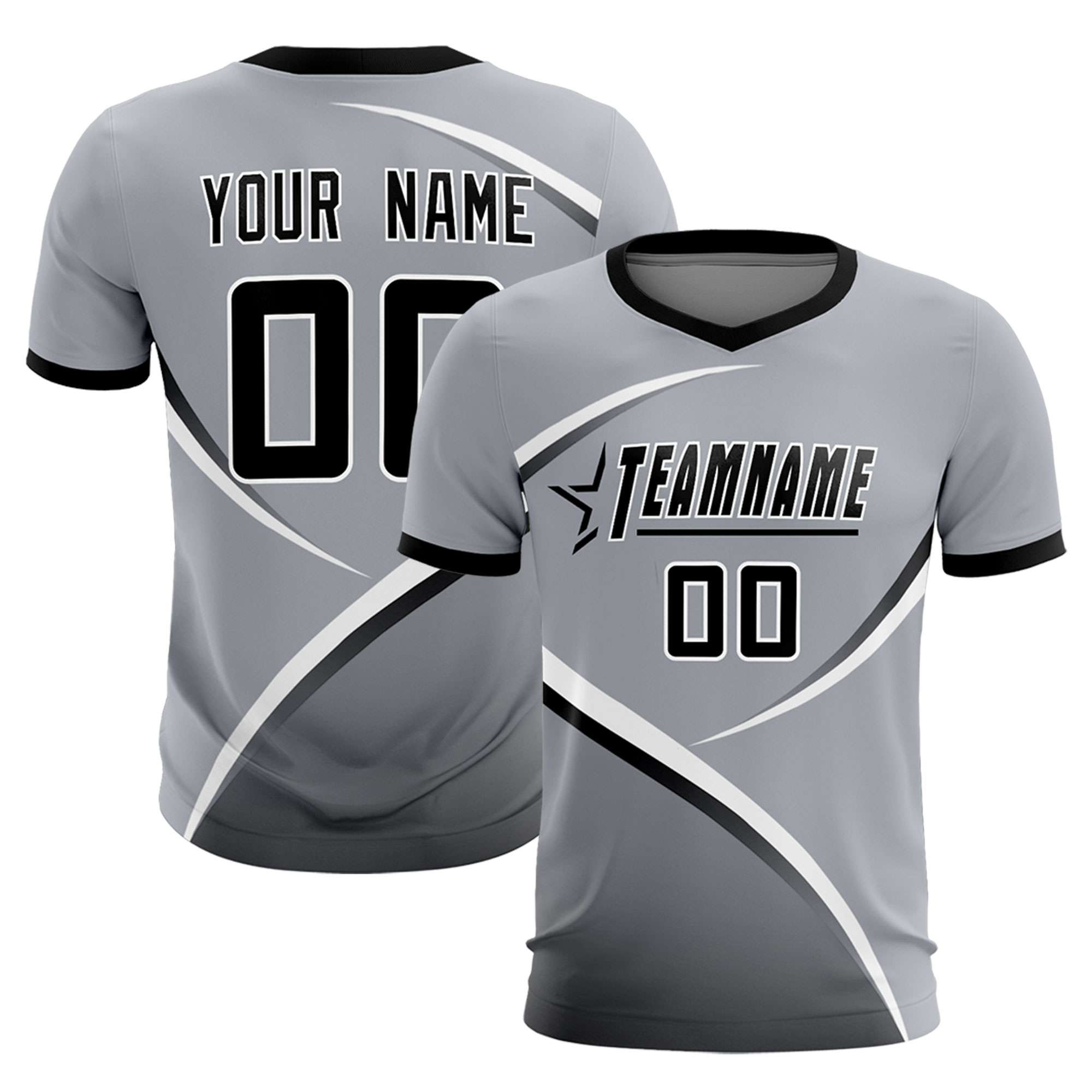 Custom Gray Black Color Block Training Uniform For Men Soccer Sets Jersey