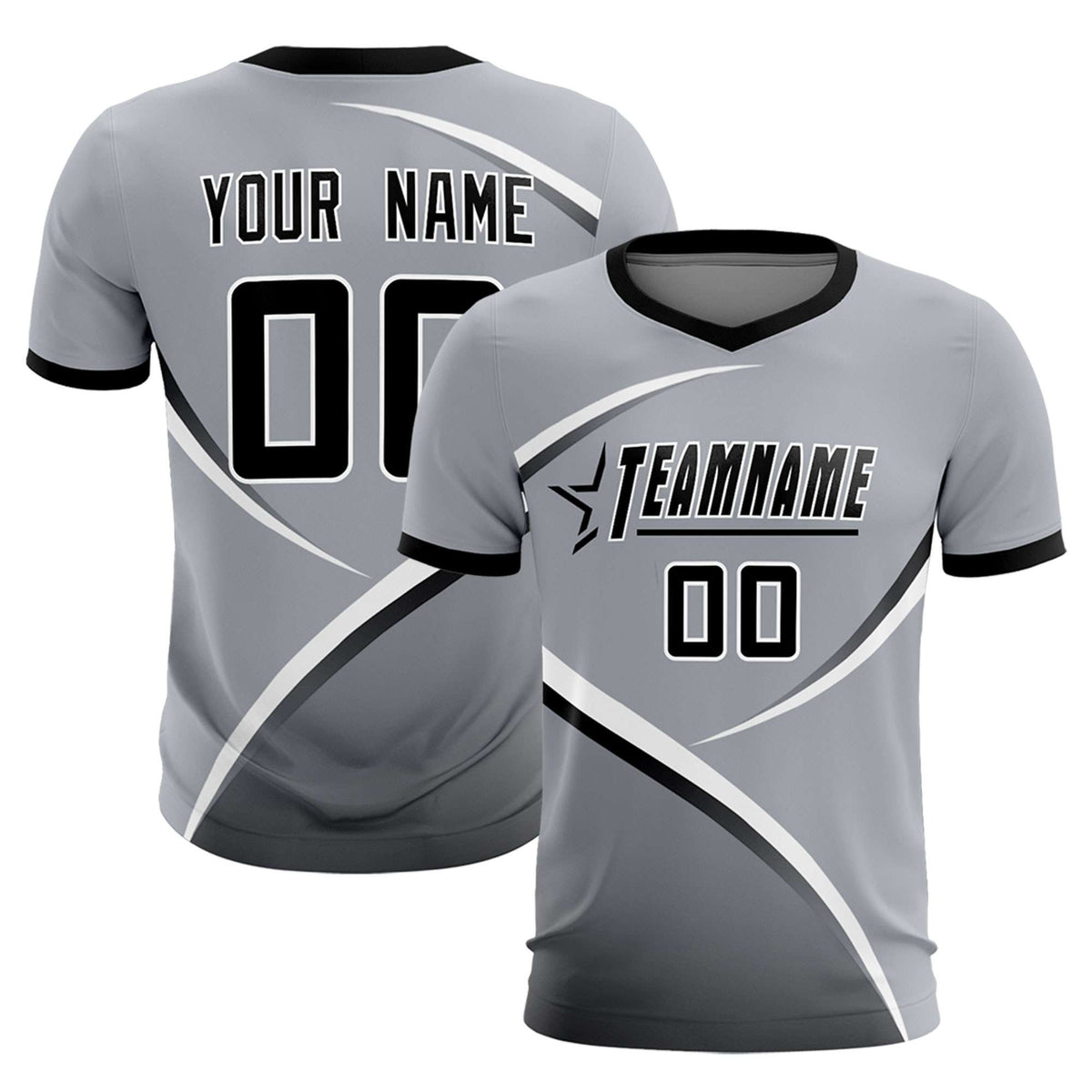 Custom Gray Black Color Block Training Uniform For Men Football Kits Jersey
