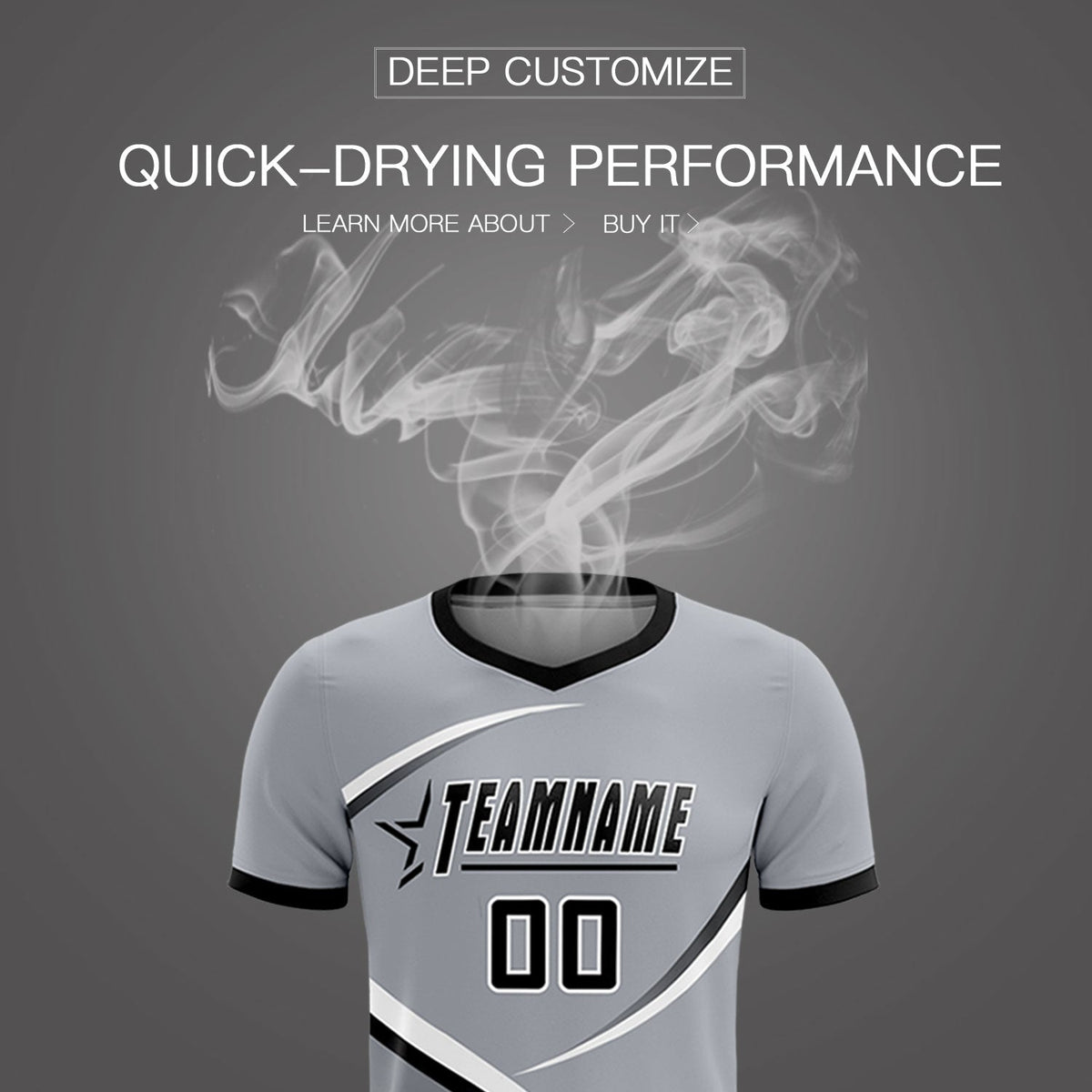 Custom Gray Black Color Block Training Uniform For Men Football Kits Jersey