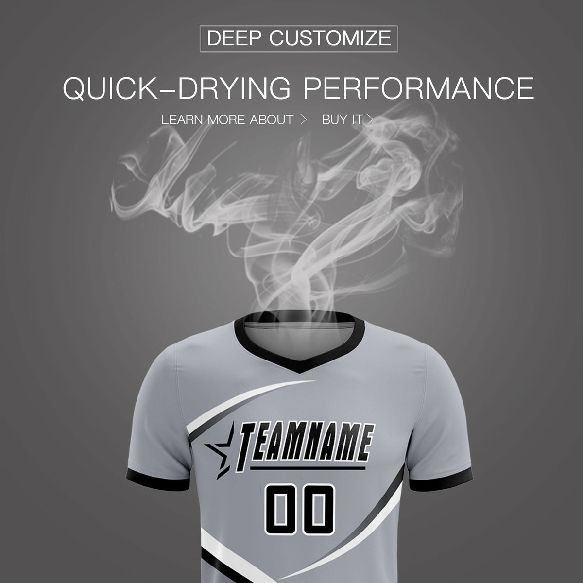 Custom Gray Black Color Block Training Uniform For Men Football Kits Jersey