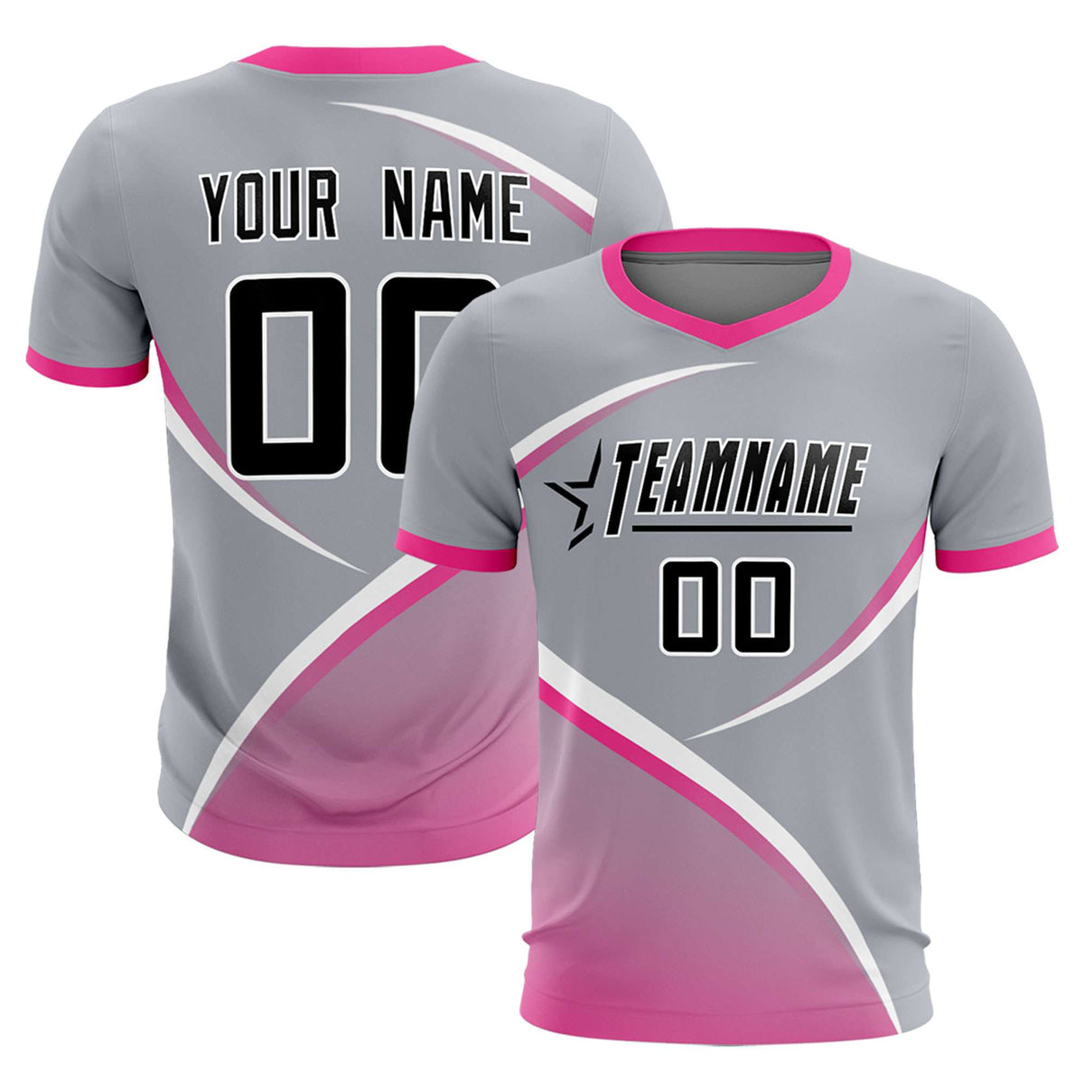 Custom Gray Pink Color Block Training Uniform For Men Football Kits Jersey