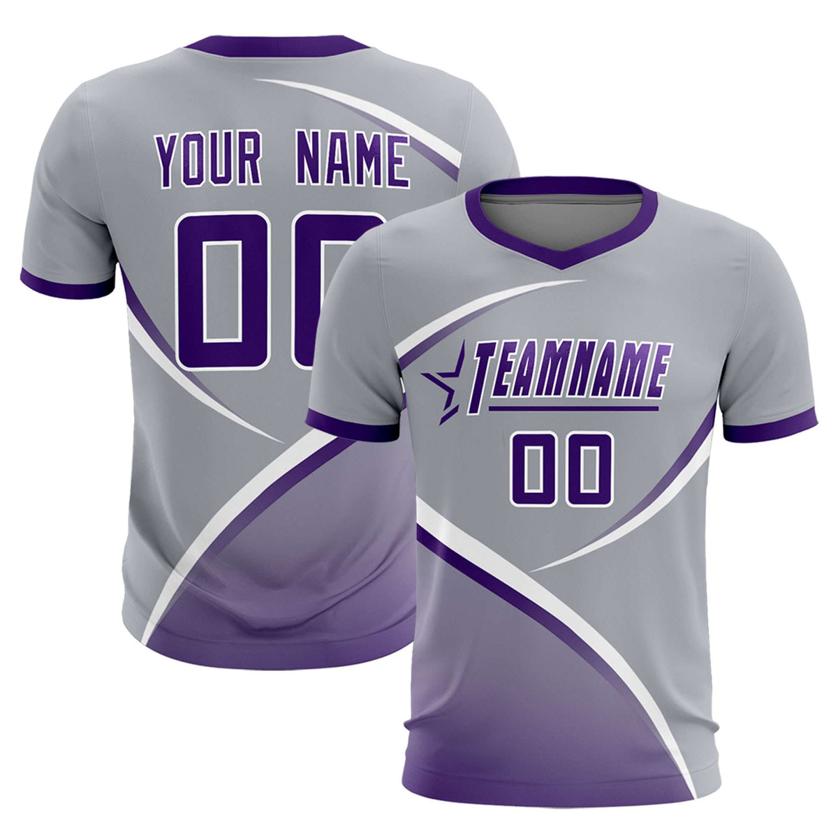 Custom Gray Purple Color Block Training Uniform For Men Football Kits Jersey