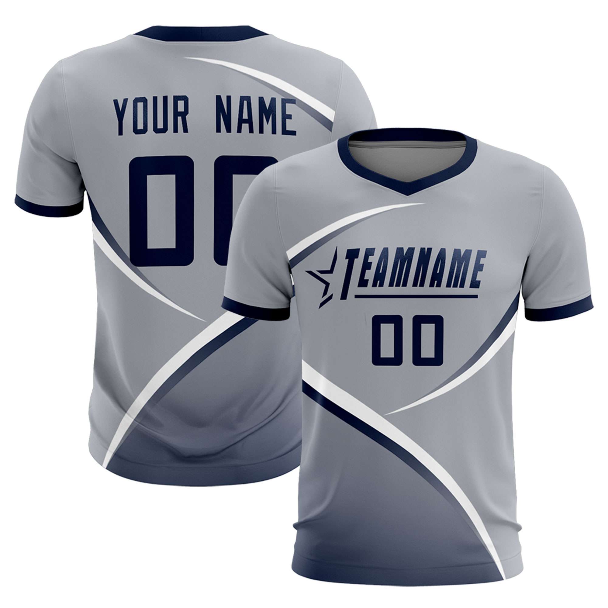 Custom Gray Navy Color Block Training Uniform For Men Soccer Sets Jersey