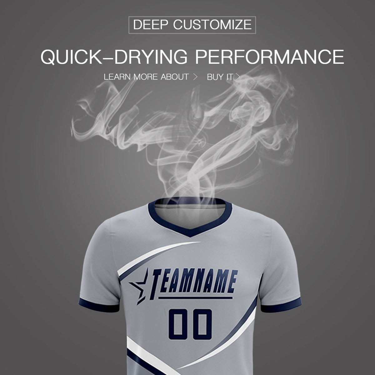 Custom Gray Navy Color Block Training Uniform For Men Football Kits Jersey