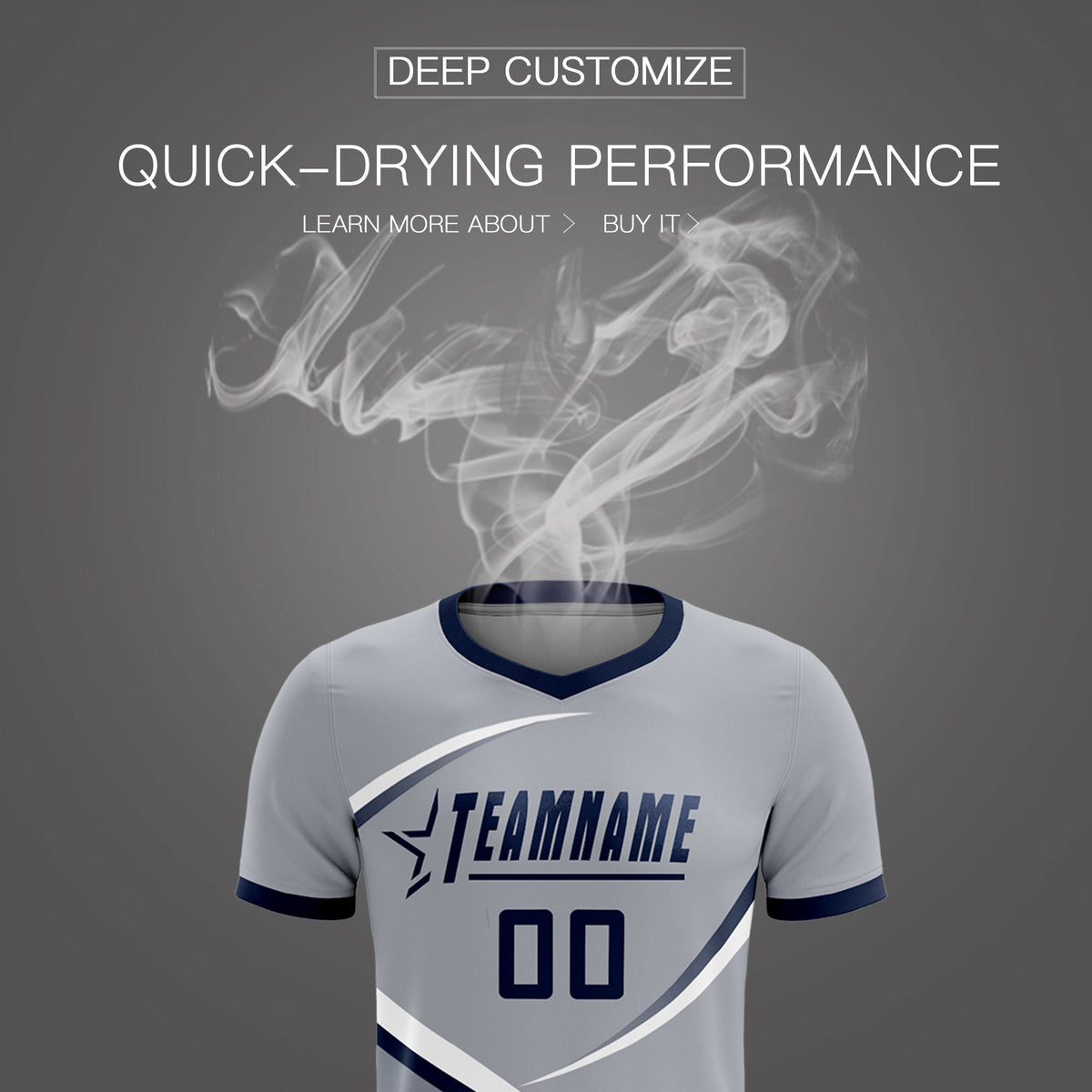 Custom Gray Navy Color Block Training Uniform For Men Football Kits Jersey