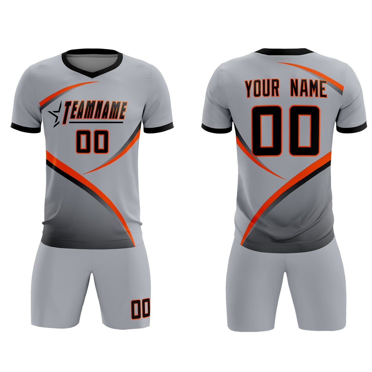 Custom Gray Black Color Block Training Uniform For Men Football Kits Jersey