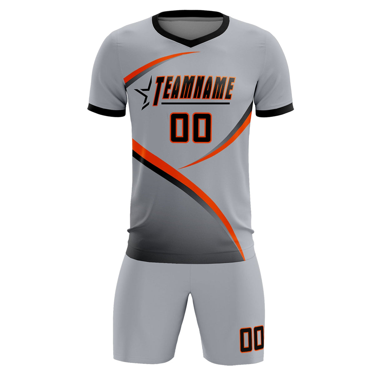 Custom Gray Black Color Block Training Uniform For Men Football Kits Jersey