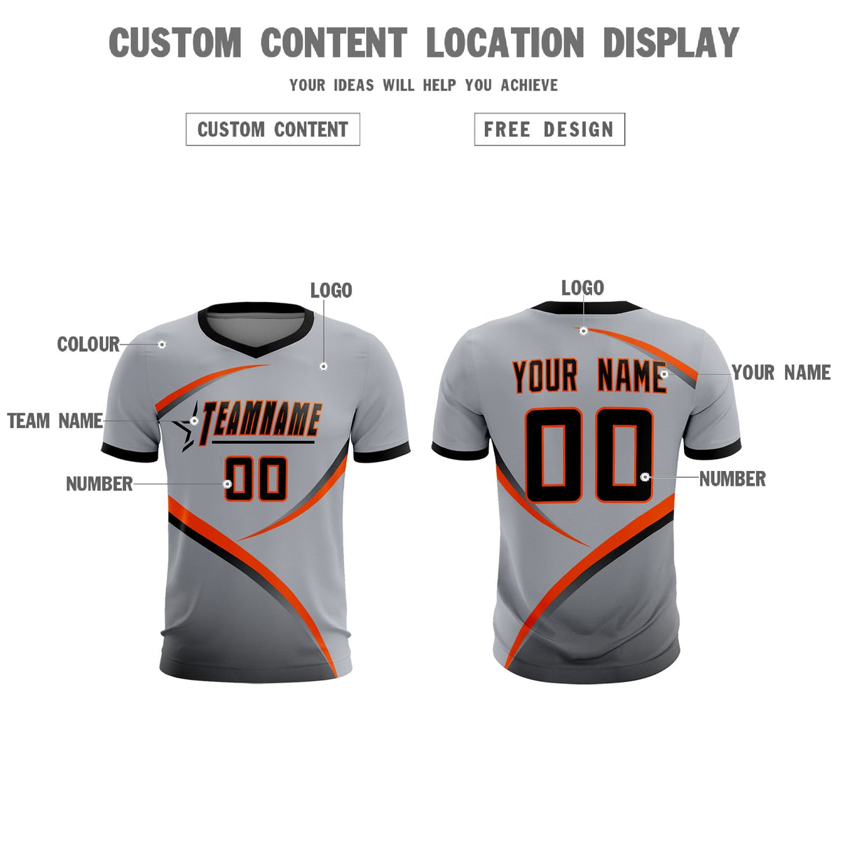 Custom Gray Black Color Block Training Uniform For Men Football Kits Jersey