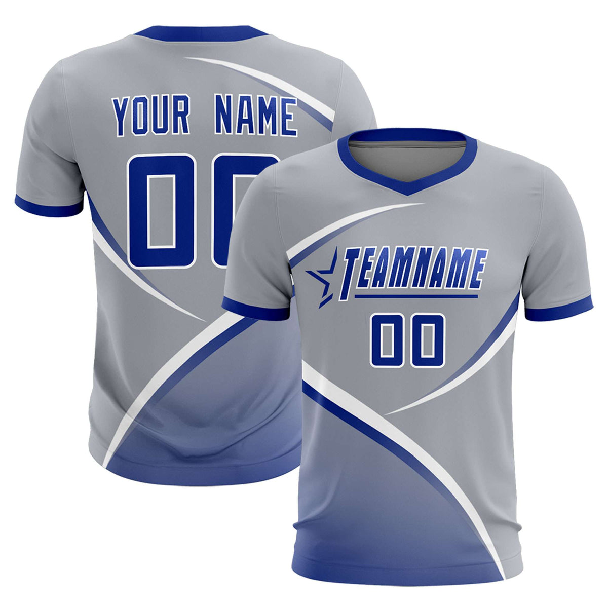Custom Gray Royal Color Block Training Uniform For Men Football Kits Jersey