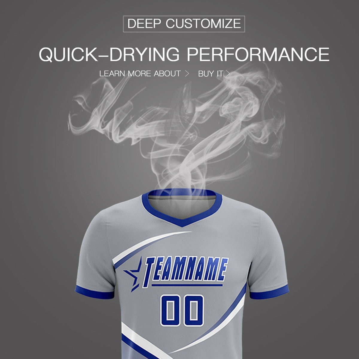 Custom Gray Royal Color Block Training Uniform For Men Football Kits Jersey