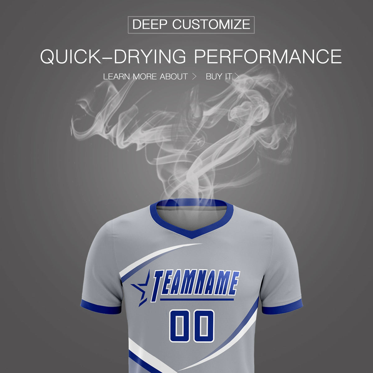Custom Gray Royal Color Block Training Uniform For Men Football Kits Jersey