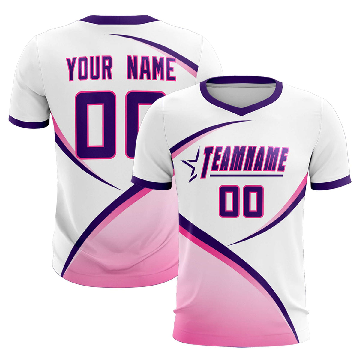 Custom White Purple Color Block Training Uniform For Men Football Kits Jersey