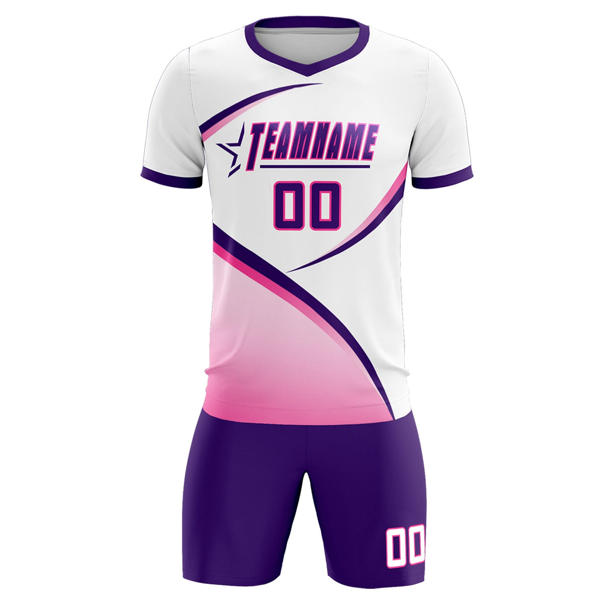 Custom White Purple Color Block Training Uniform For Men Football Kits Jersey