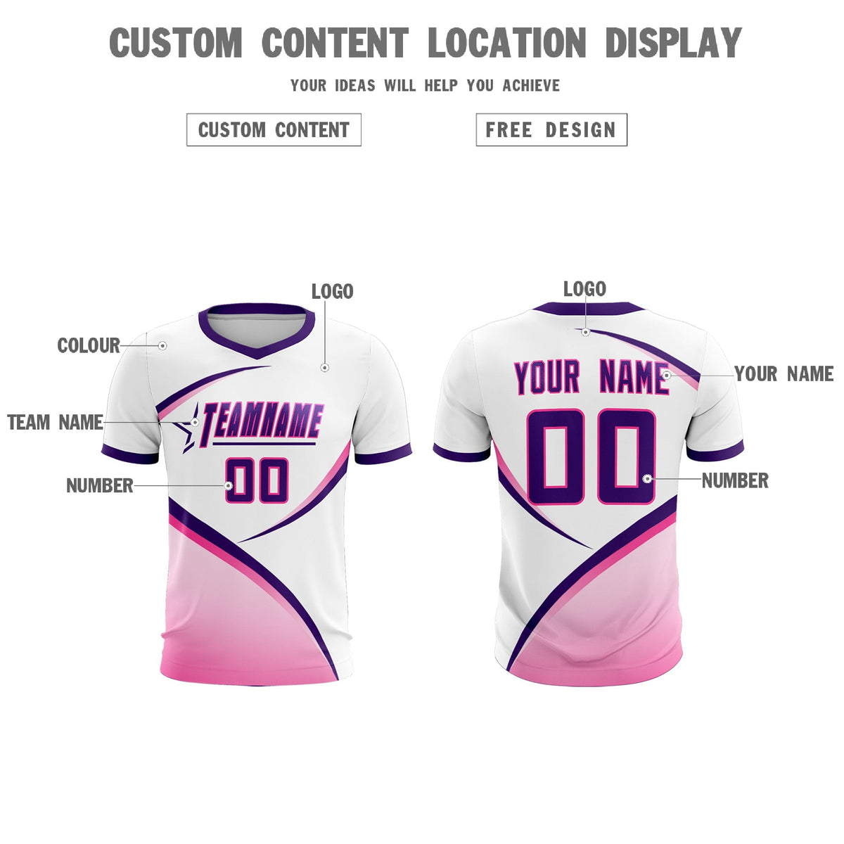 Custom White Purple Color Block Training Uniform For Men Football Kits Jersey