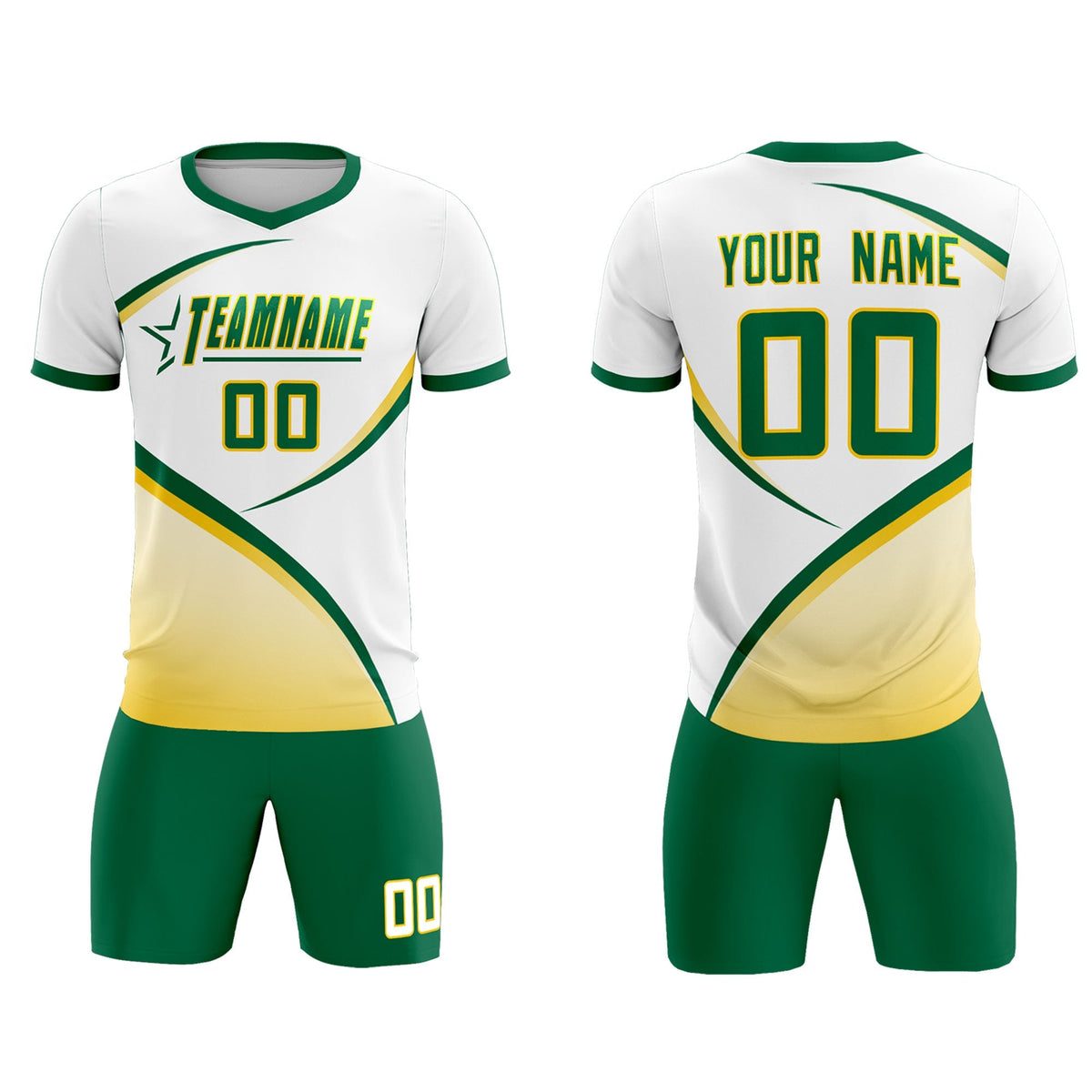 Custom White Kelly Green Color Block Training Uniform For Men Football Kits Jersey