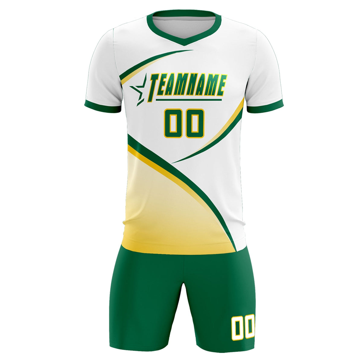 Custom White Kelly Green Color Block Training Uniform For Men Football Kits Jersey