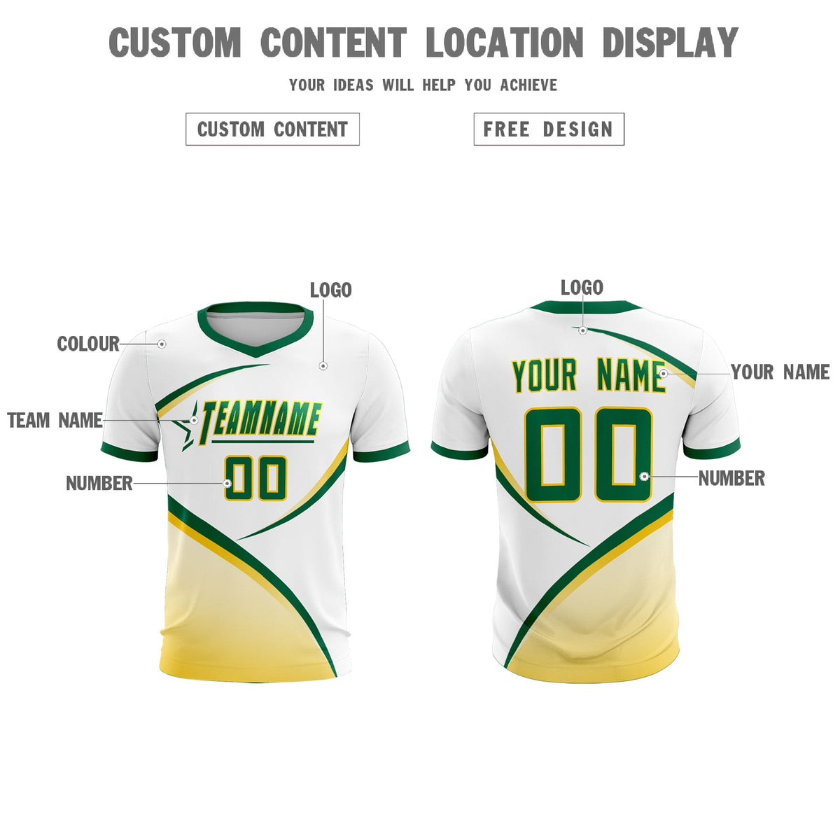 Custom White Kelly Green Color Block Training Uniform For Men Football Kits Jersey