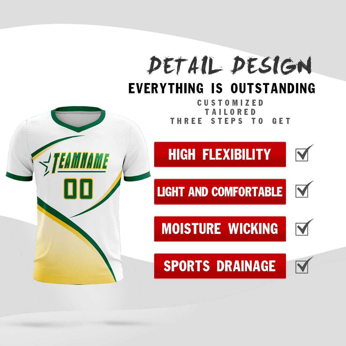 Custom White Kelly Green Color Block Training Uniform For Men Football Kits Jersey