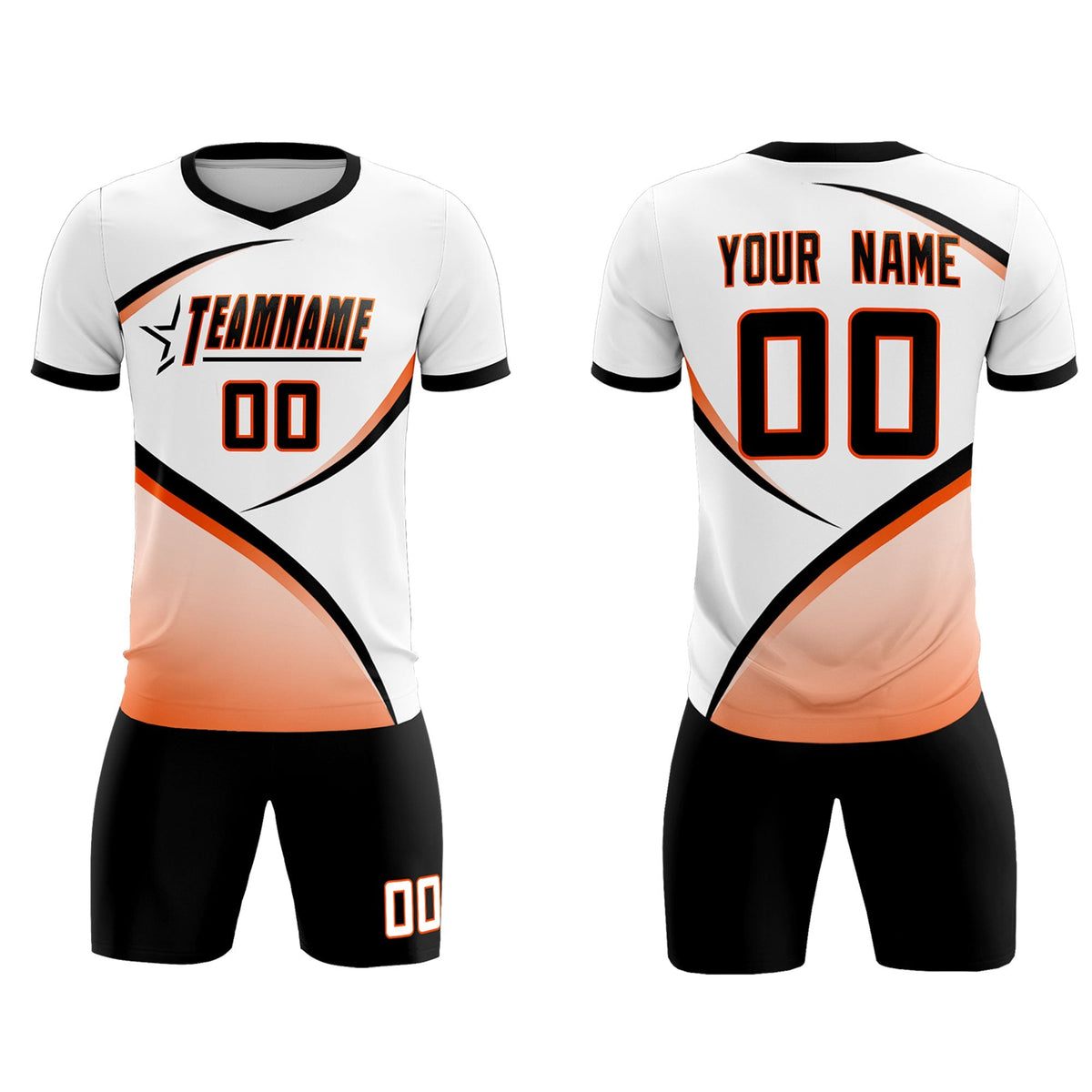 Custom White Black Color Block Training Uniform For Men Football Kits Jersey