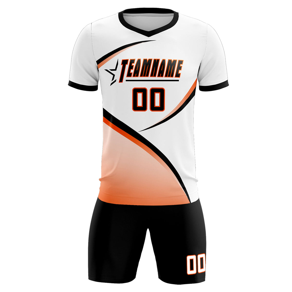 Custom White Black Color Block Training Uniform For Men Soccer Sets Jersey