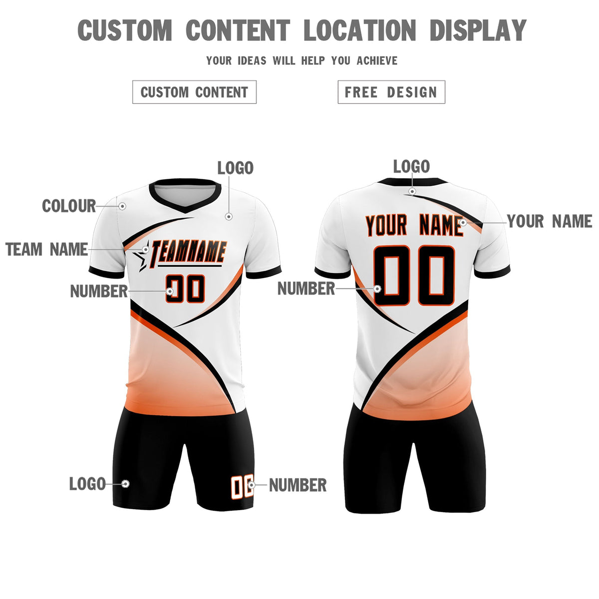 Custom White Black Color Block Training Uniform For Men Football Kits Jersey