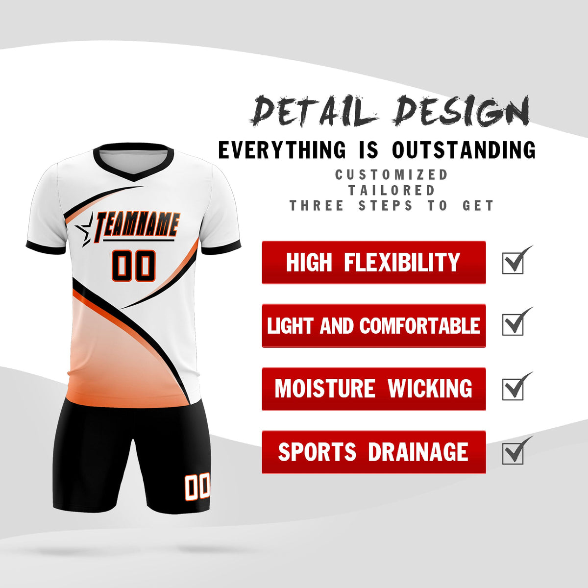 Custom White Black Color Block Training Uniform For Men Football Kits Jersey