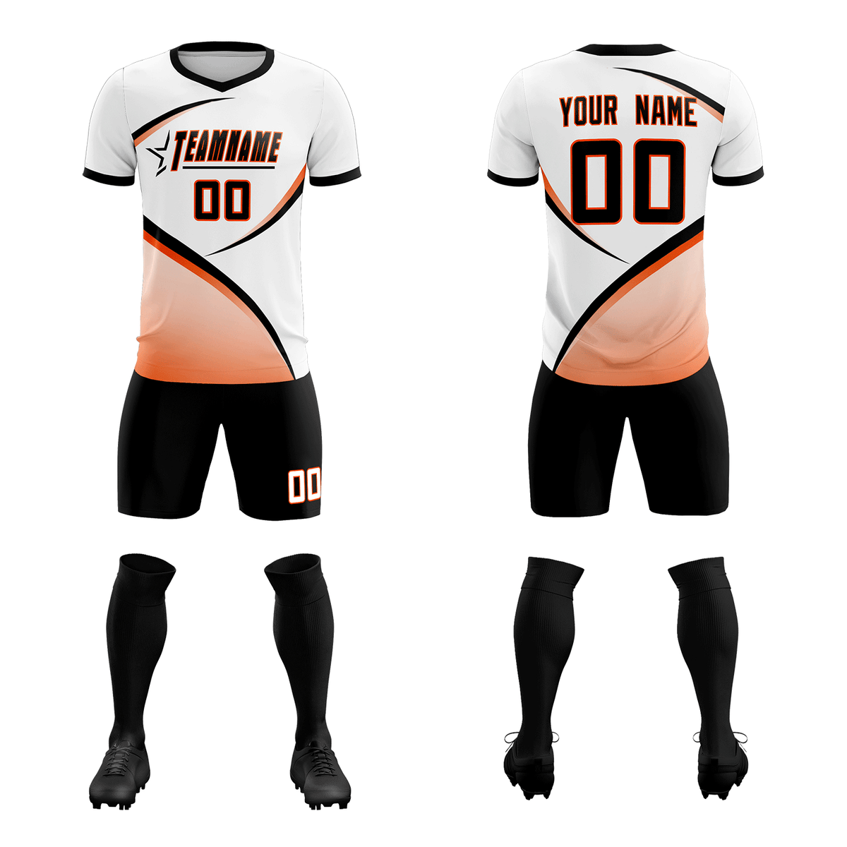 Custom White Black Color Block Training Uniform For Men Football Kits Jersey