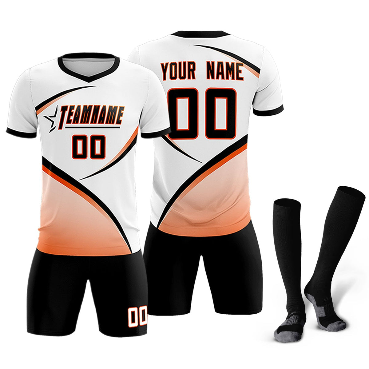 Custom White Black Color Block Training Uniform For Men Football Kits Jersey