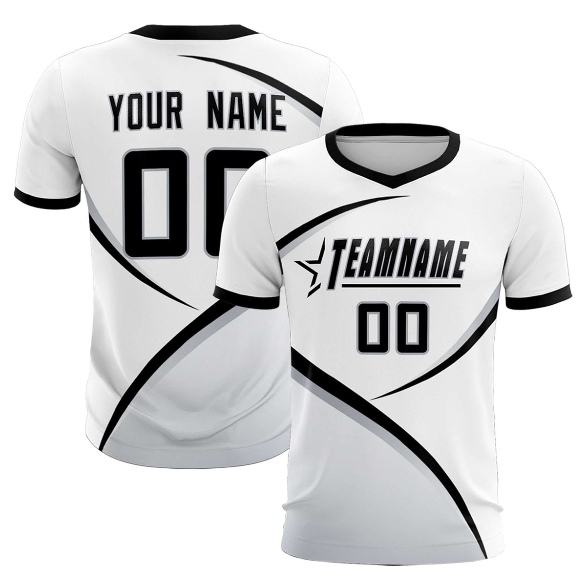 Custom White Black Color Block Training Uniform For Men Football Kits Jersey