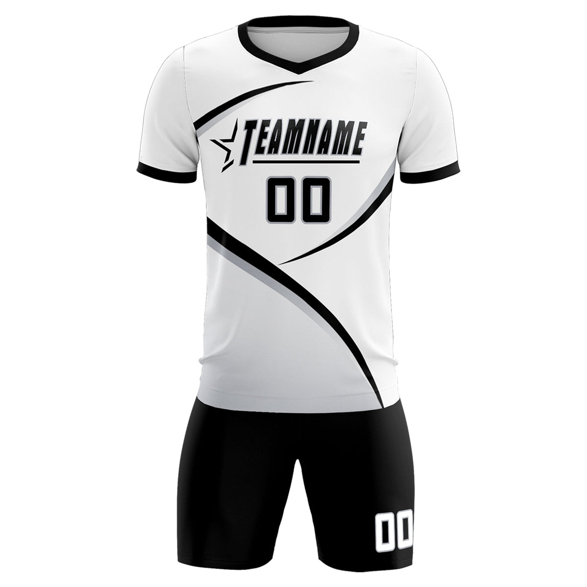 Custom White Black Color Block Training Uniform For Men Football Kits Jersey