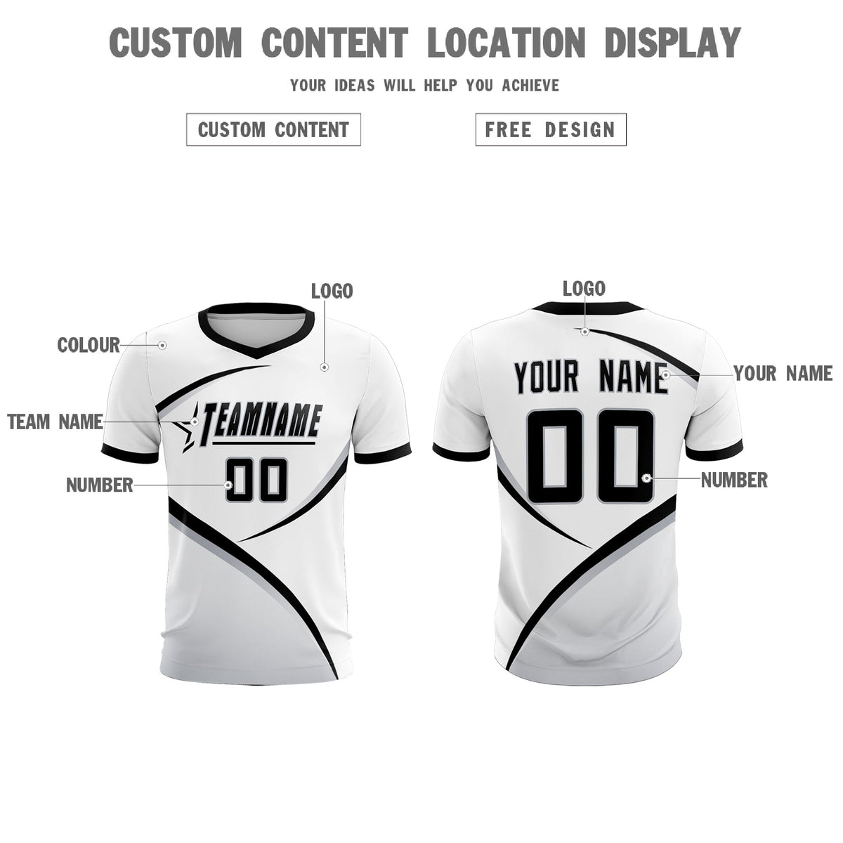 Custom White Black Color Block Training Uniform For Men Football Kits Jersey