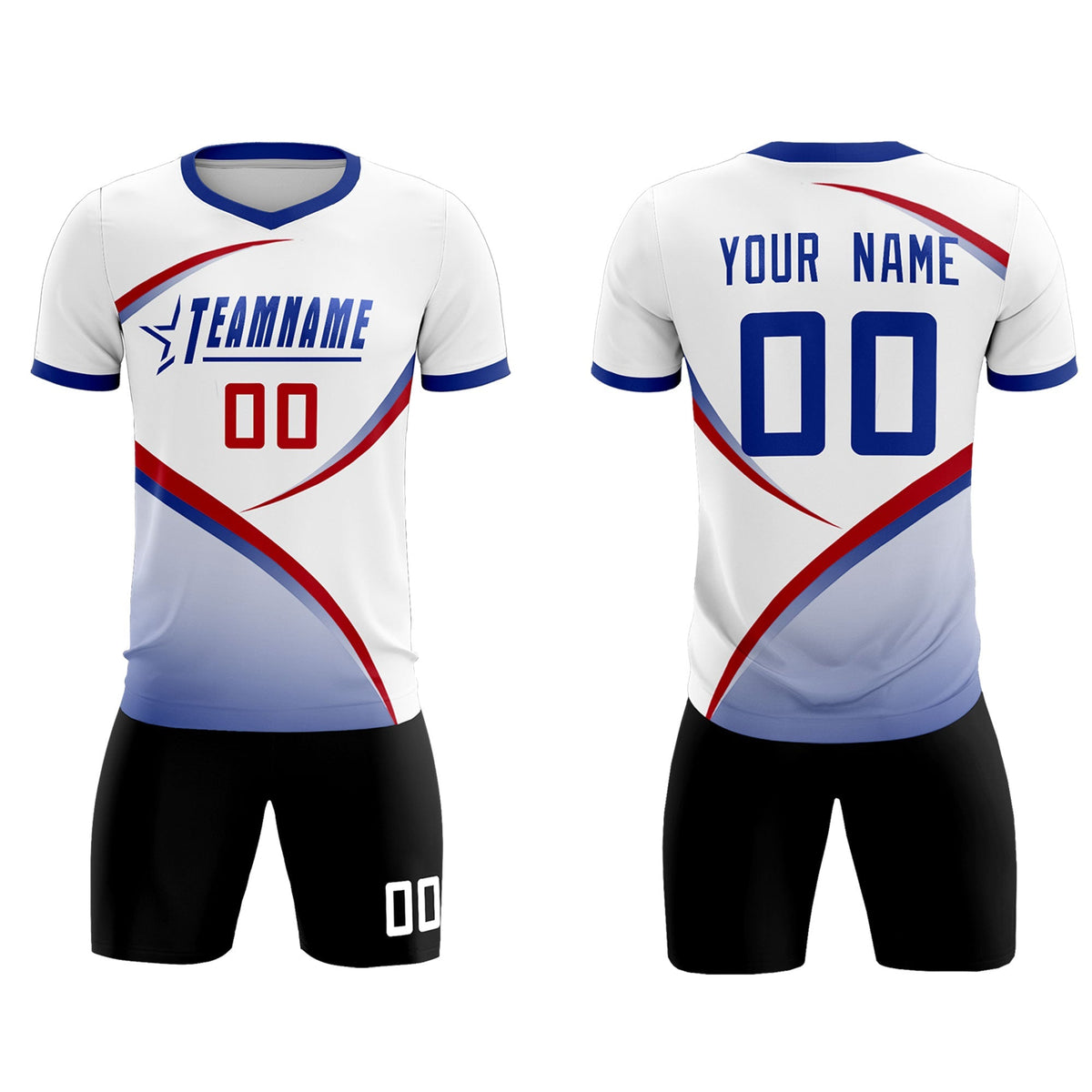 Custom White Royal Color Block Training Uniform For Men Football Kits Jersey