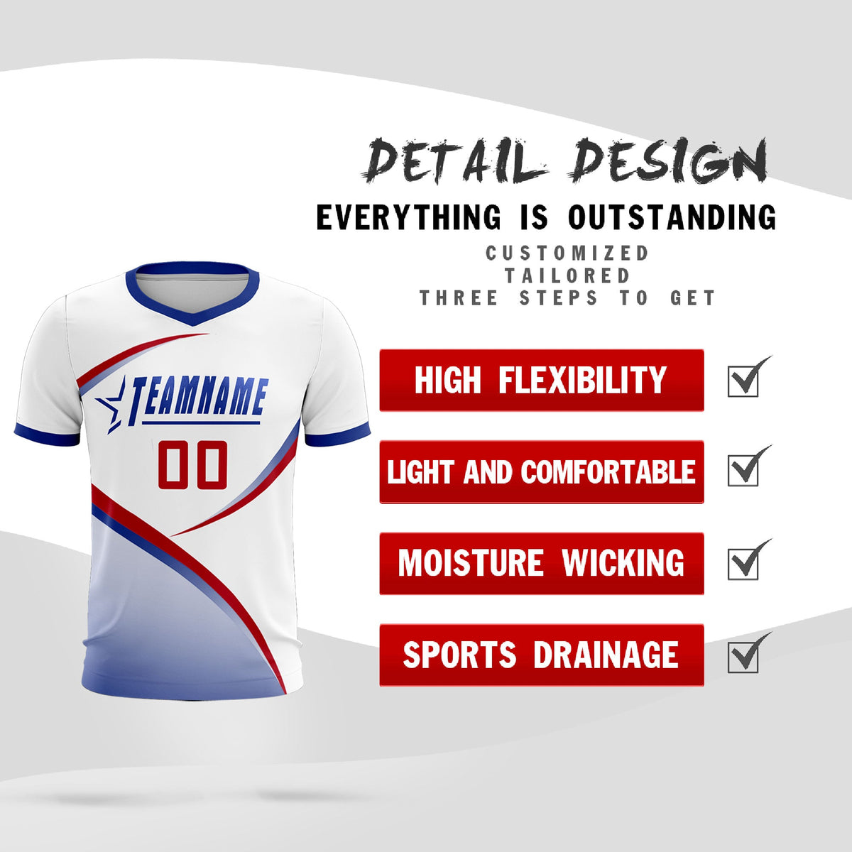 Custom White Royal Color Block Training Uniform For Men Football Kits Jersey