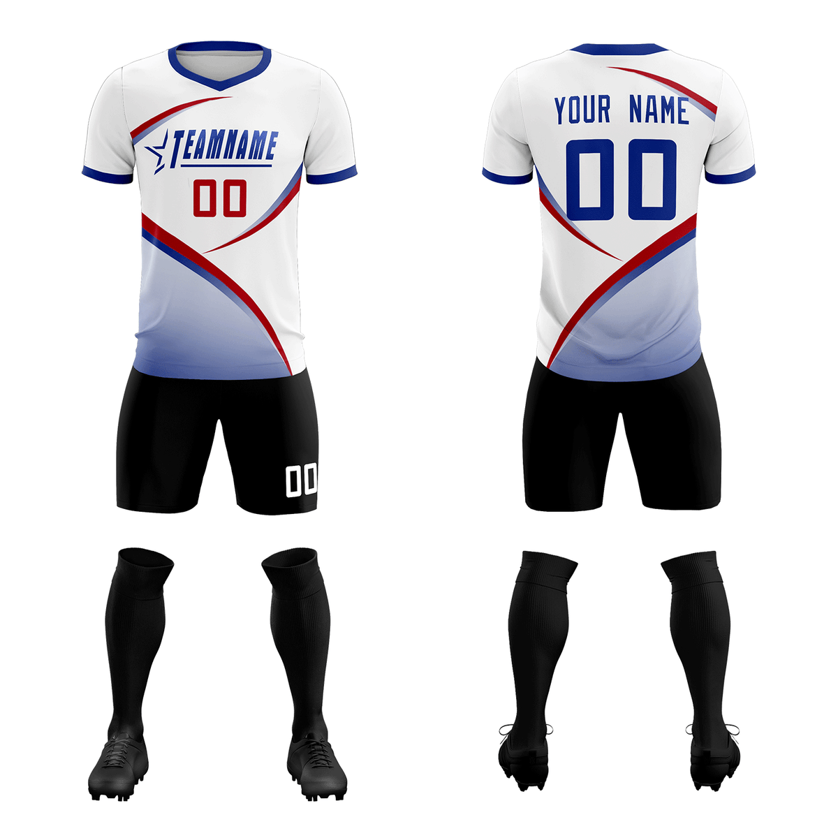 Custom White Royal Color Block Training Uniform For Men Football Kits Jersey