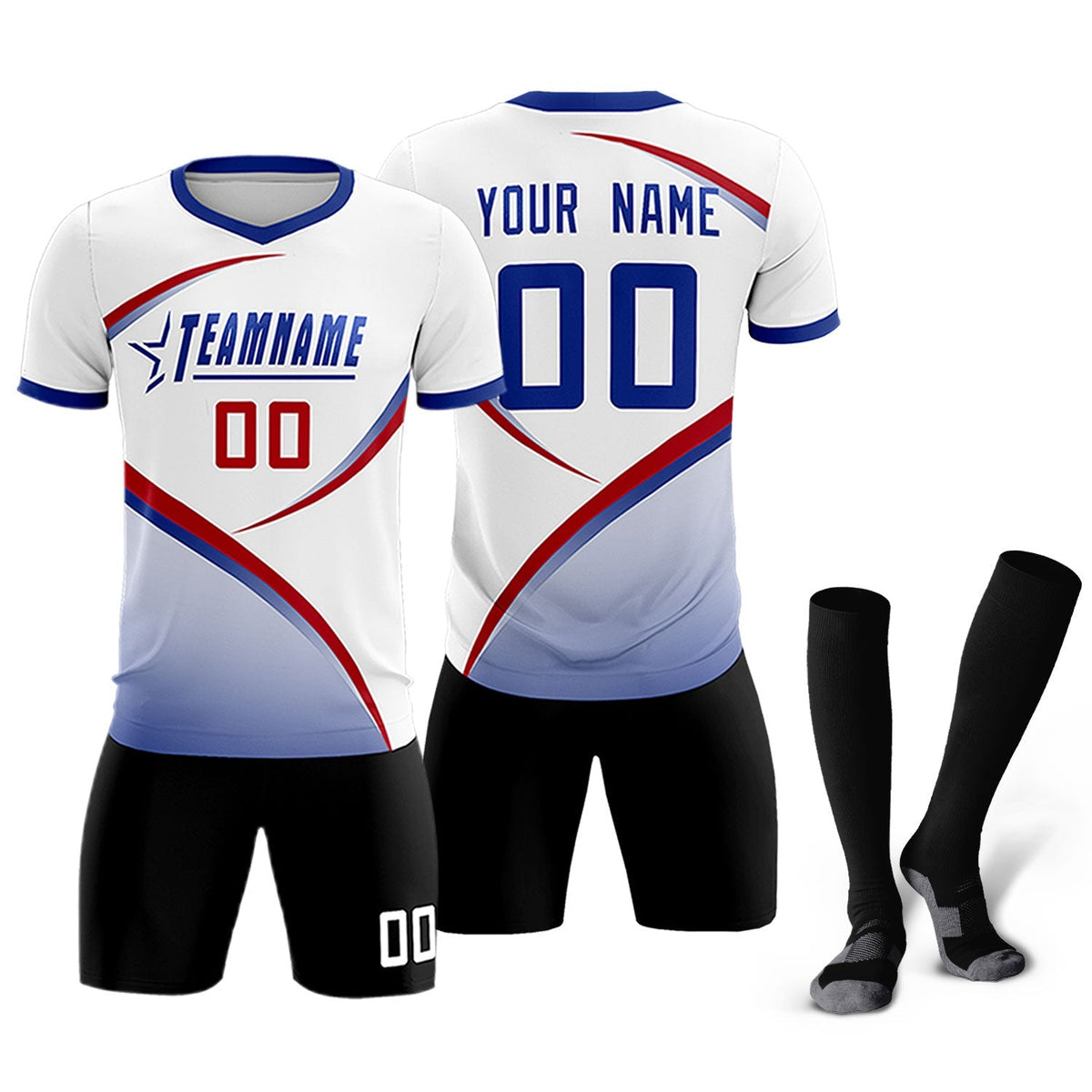 Custom White Royal Color Block Training Uniform For Men Football Kits Jersey
