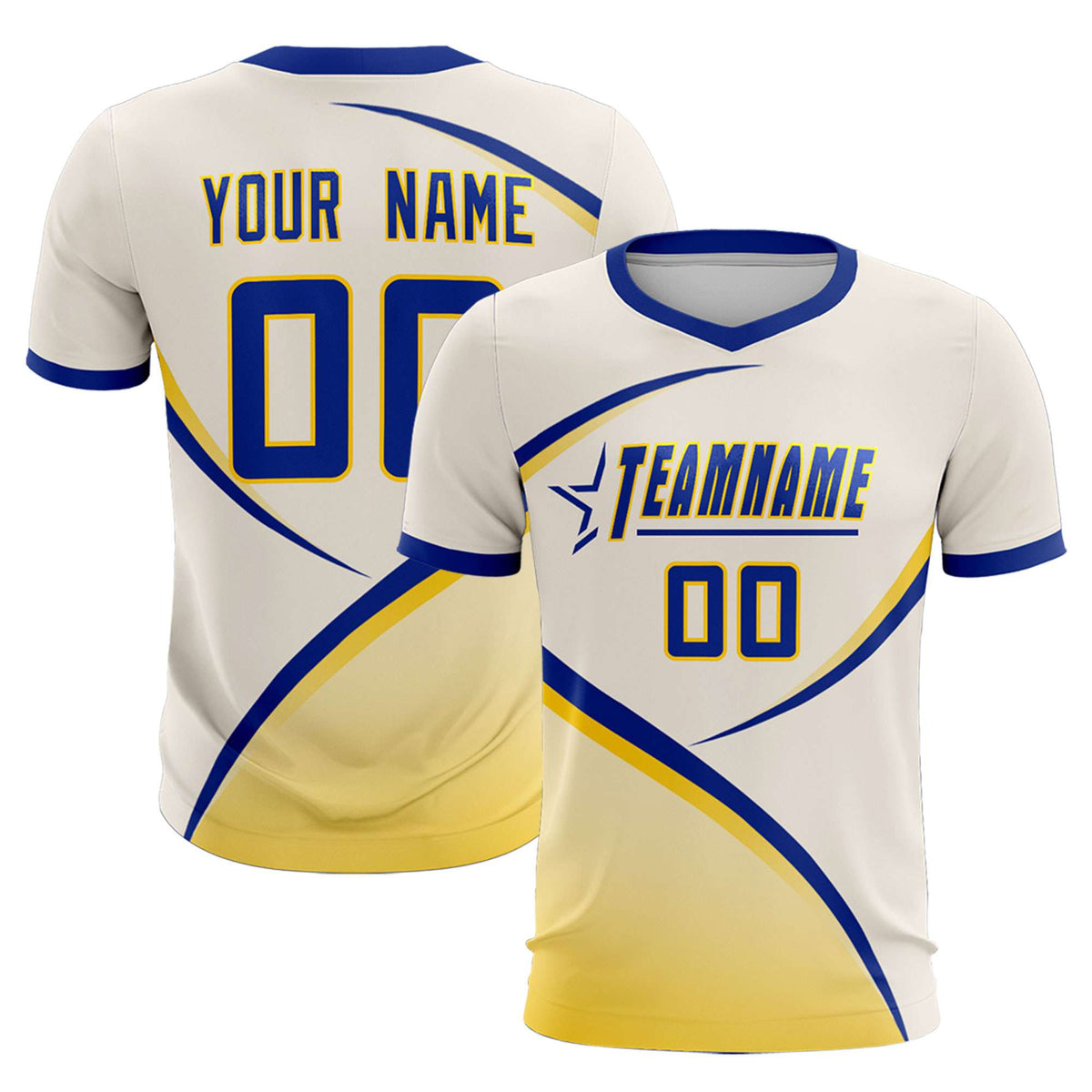 Custom Cream Royal Color Block Training Uniform For Men Football Kits Jersey