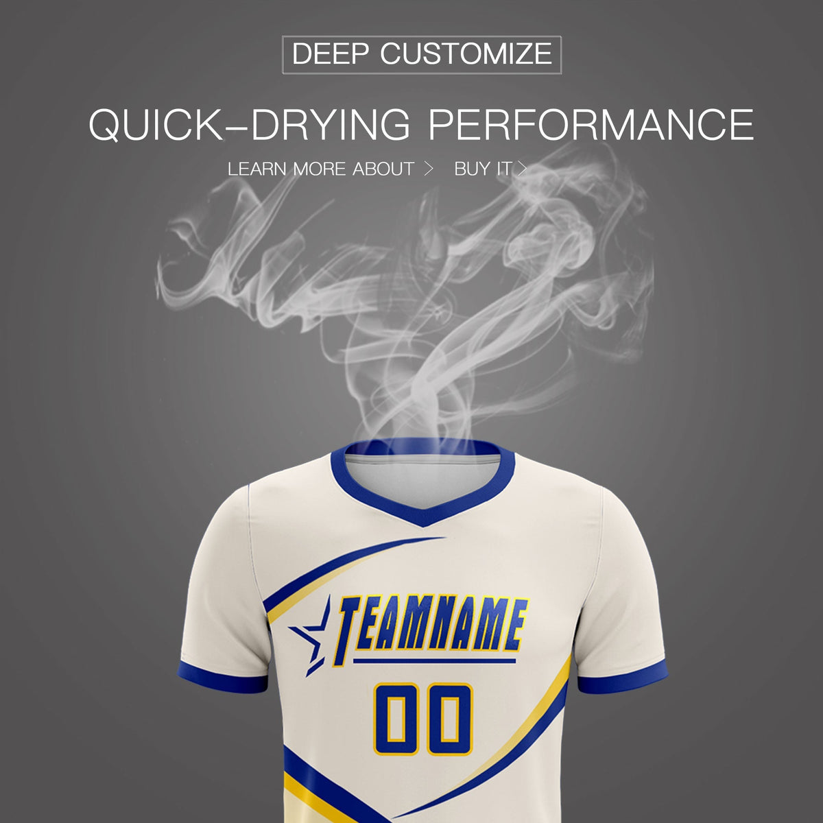 Custom Cream Royal Color Block Training Uniform For Men Football Kits Jersey