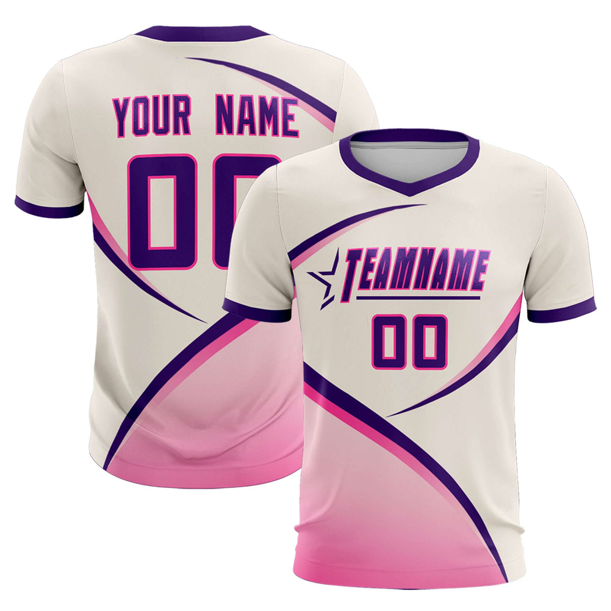 Custom Cream Purple Color Block Training Uniform For Men Football Kits Jersey