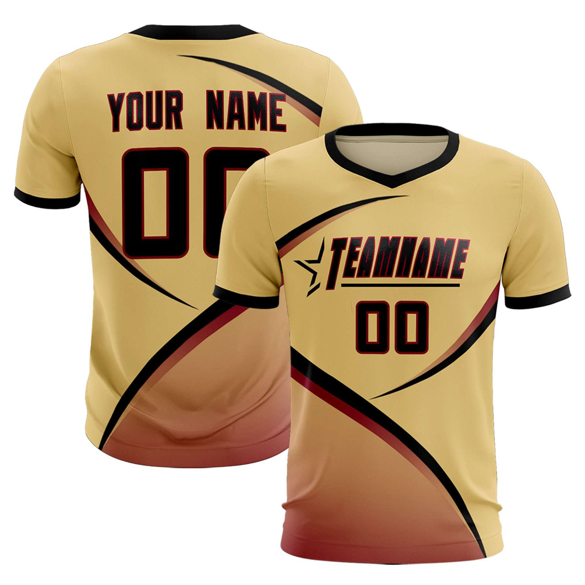 Custom Khaki Black Color Block Training Uniform For Men Football Kits Jersey