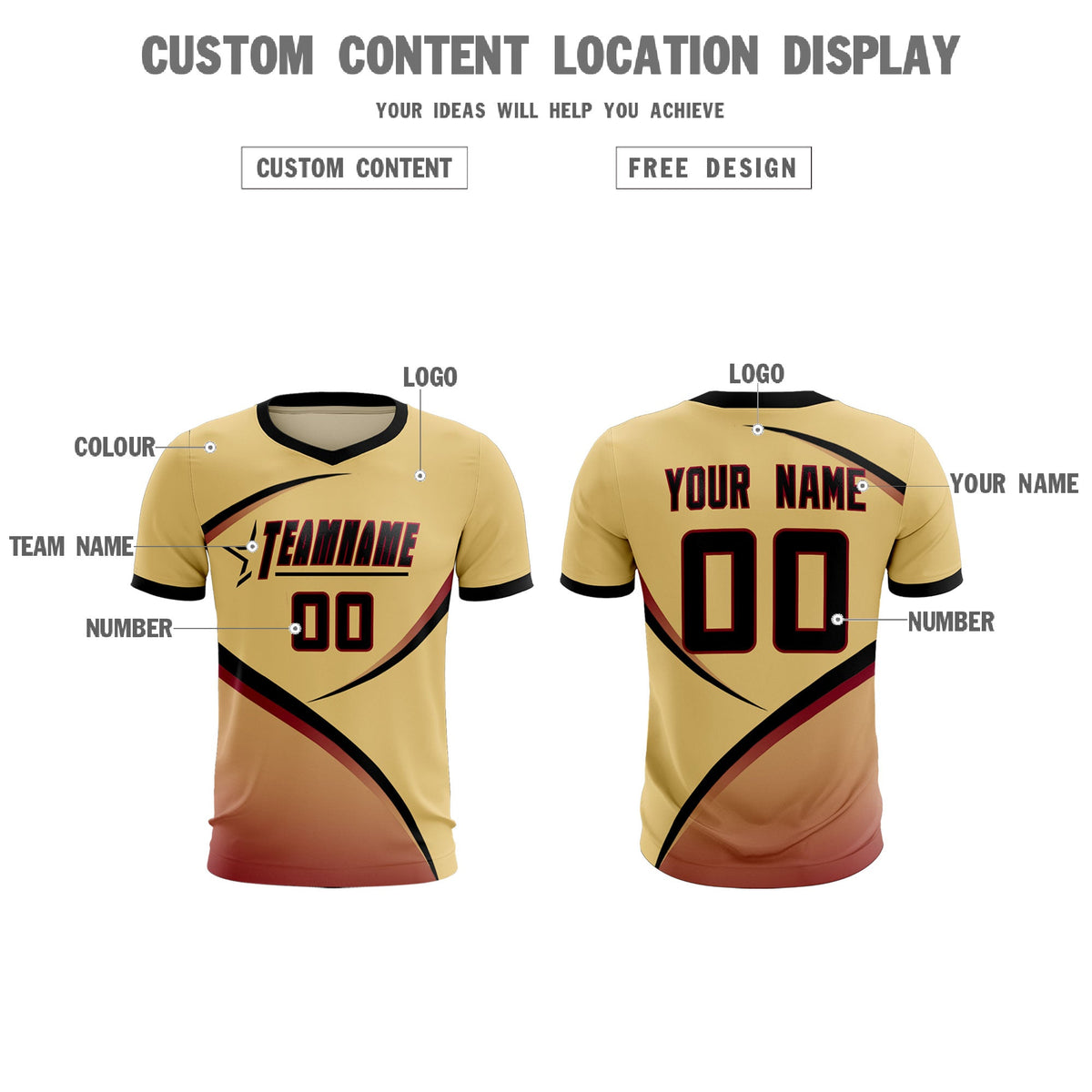 Custom Khaki Black Color Block Training Uniform For Men Football Kits Jersey
