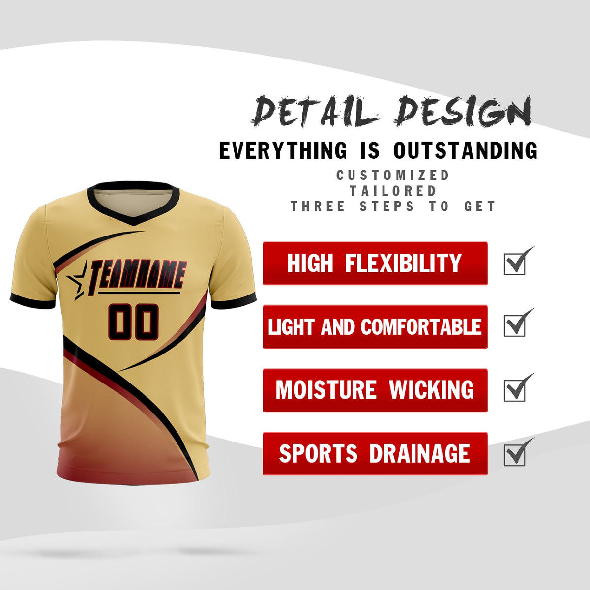 Custom Khaki Black Color Block Training Uniform For Men Football Kits Jersey