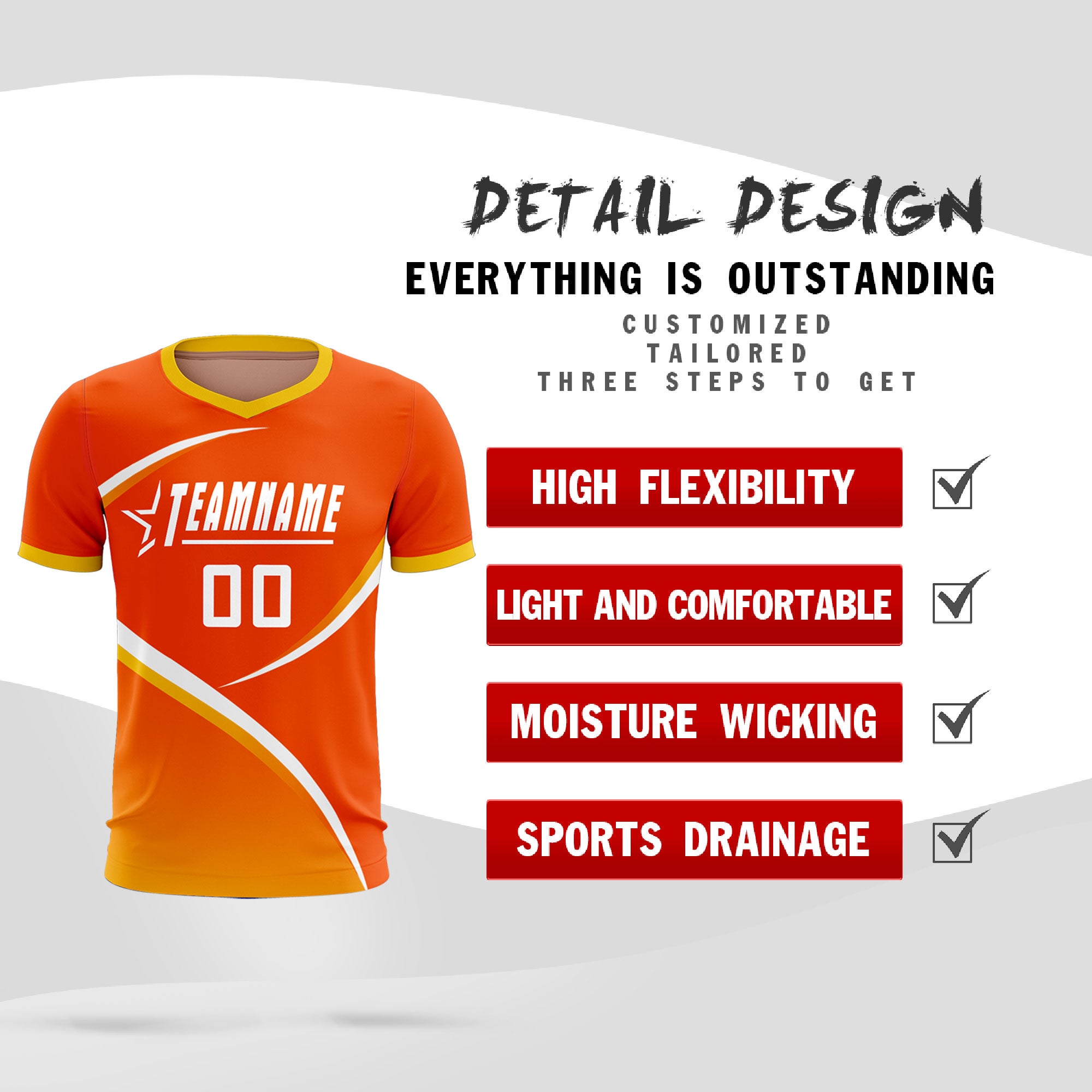 Custom Orange Gold Color Block Training Uniform For Men Soccer Sets Jersey