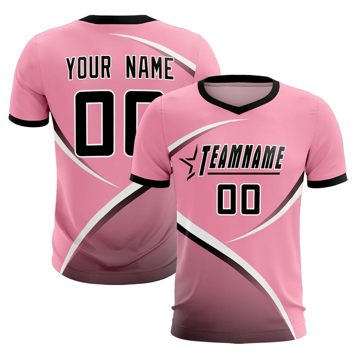 Custom Light Pink Black Color Block Training Uniform For Men Football Kits Jersey