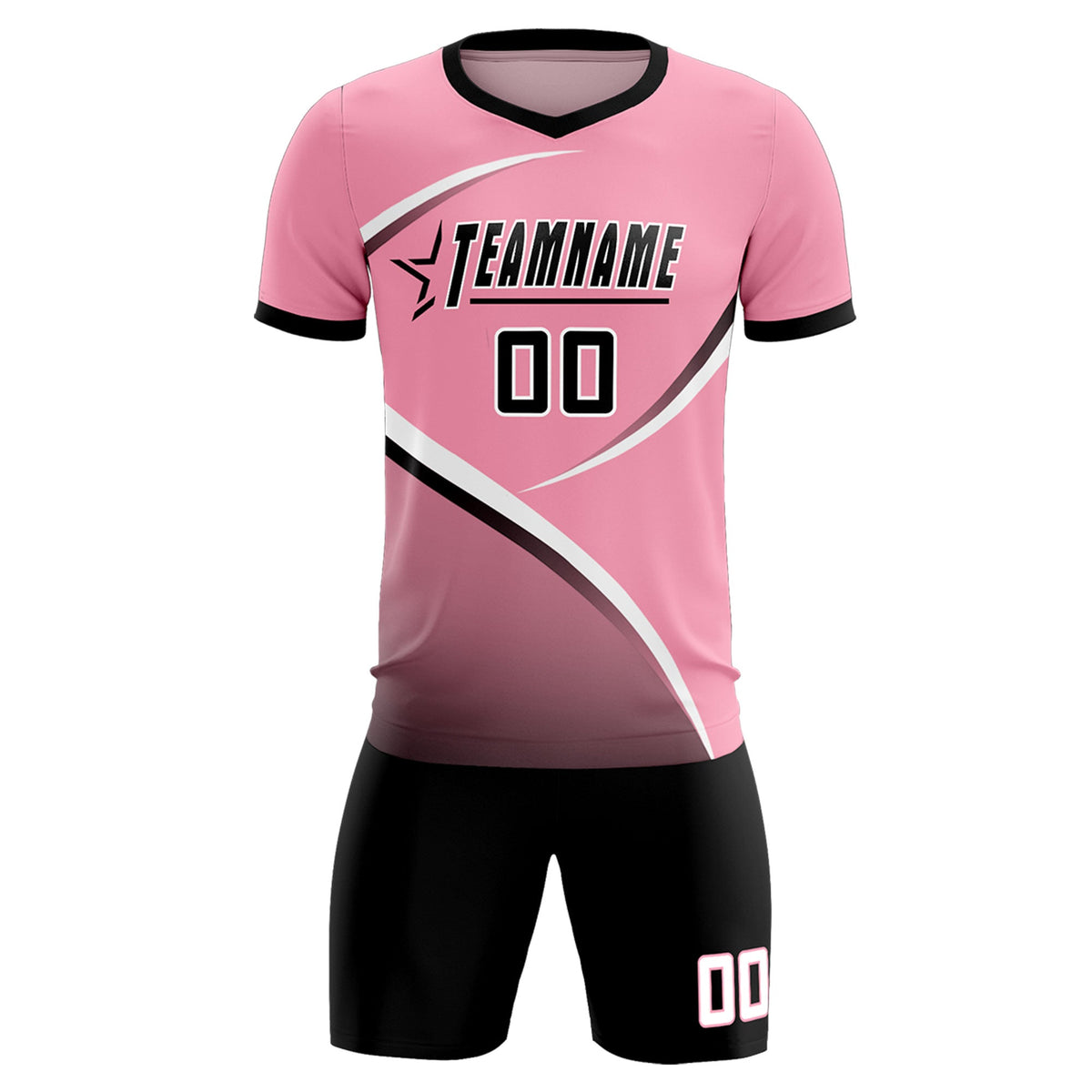 Custom Light Pink Black Color Block Training Uniform For Men Football Kits Jersey
