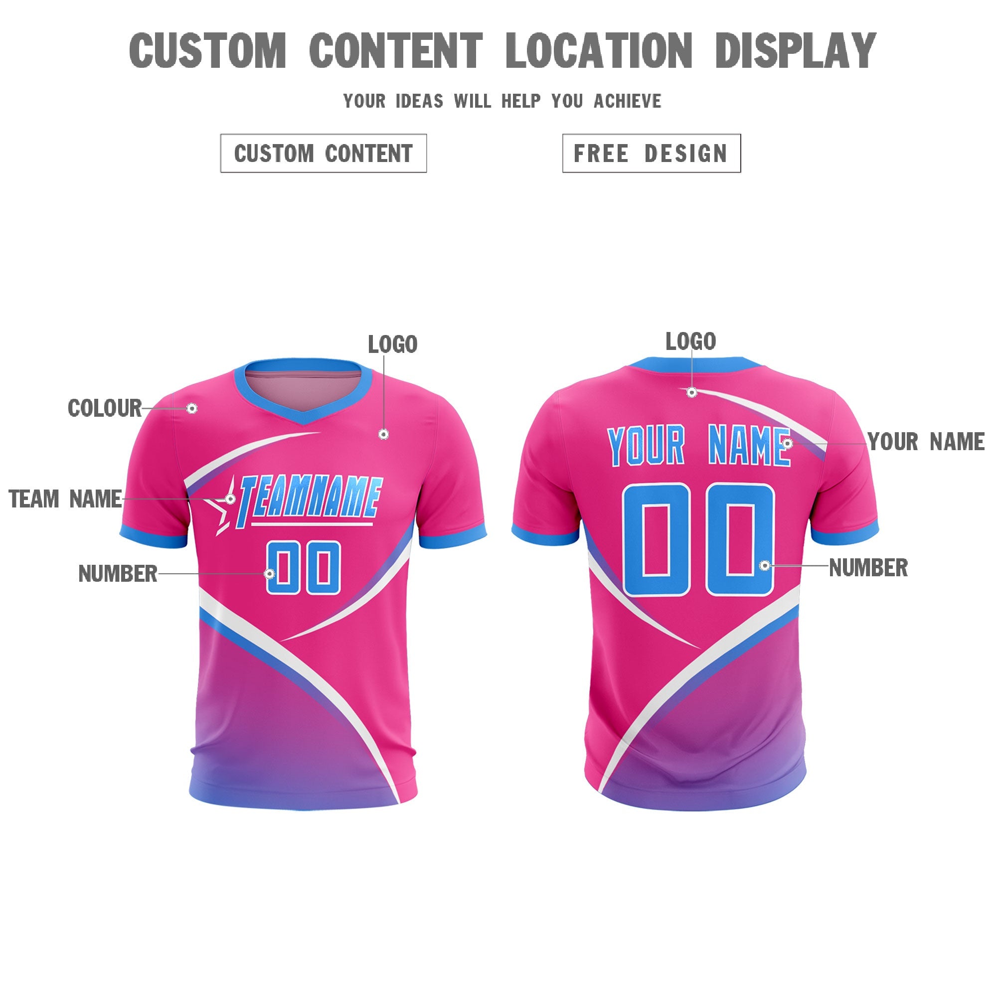 Custom Pink Powder Blue Color Block Training Uniform For Men Soccer Sets Jersey