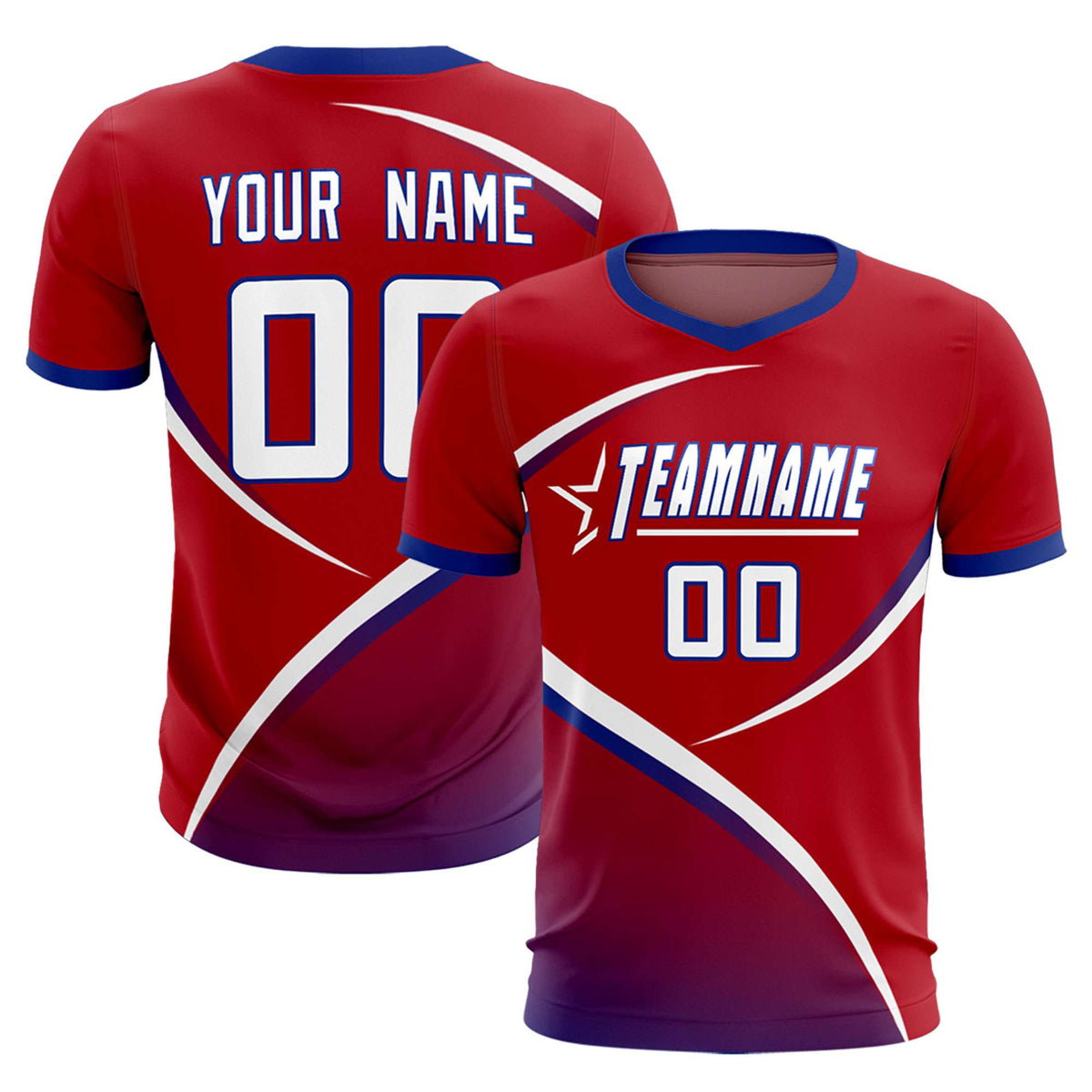 Custom Red Royal Color Block Training Uniform For Men Football Kits Jersey