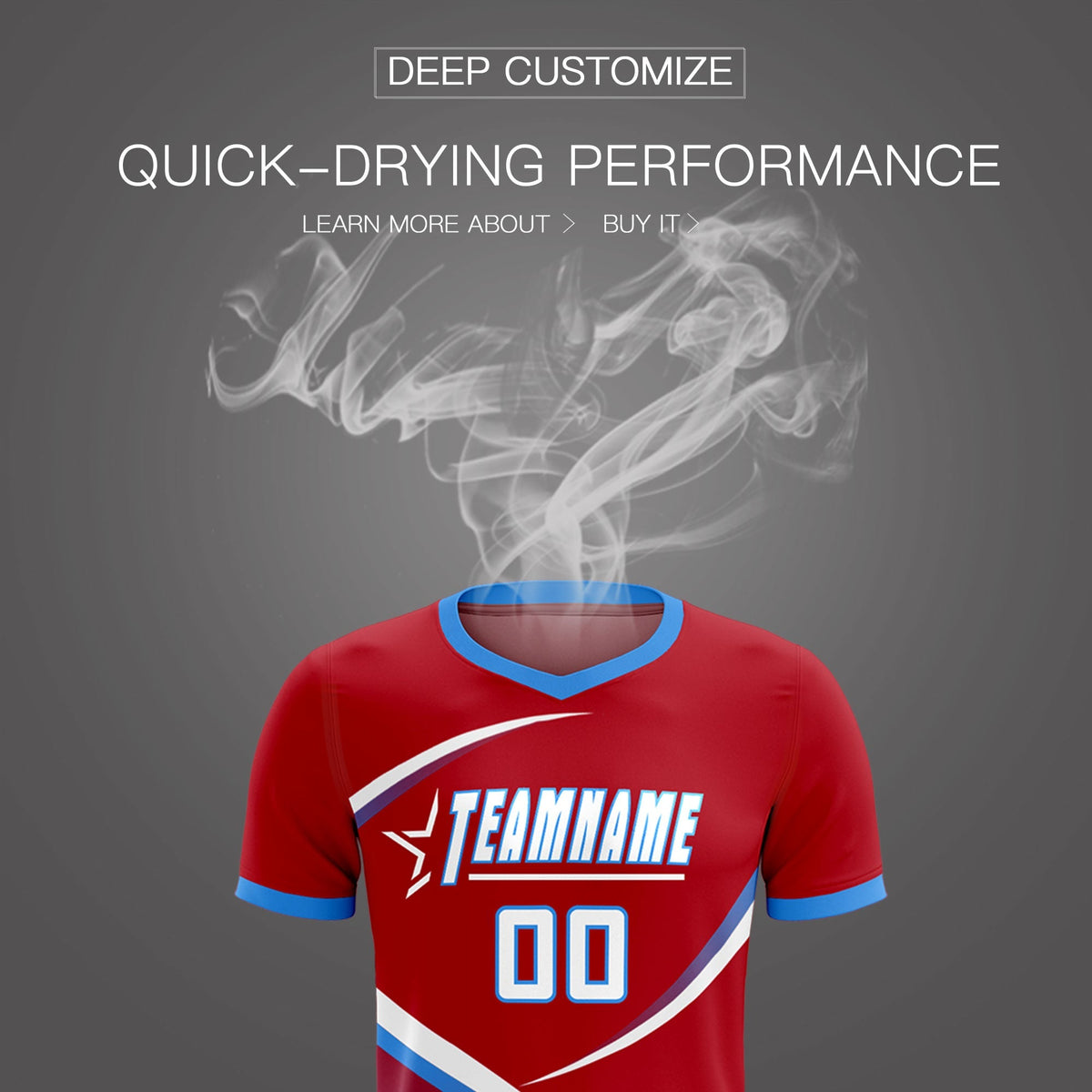 Custom Red Powder Blue Color Block Training Uniform For Men Football Kits Jersey