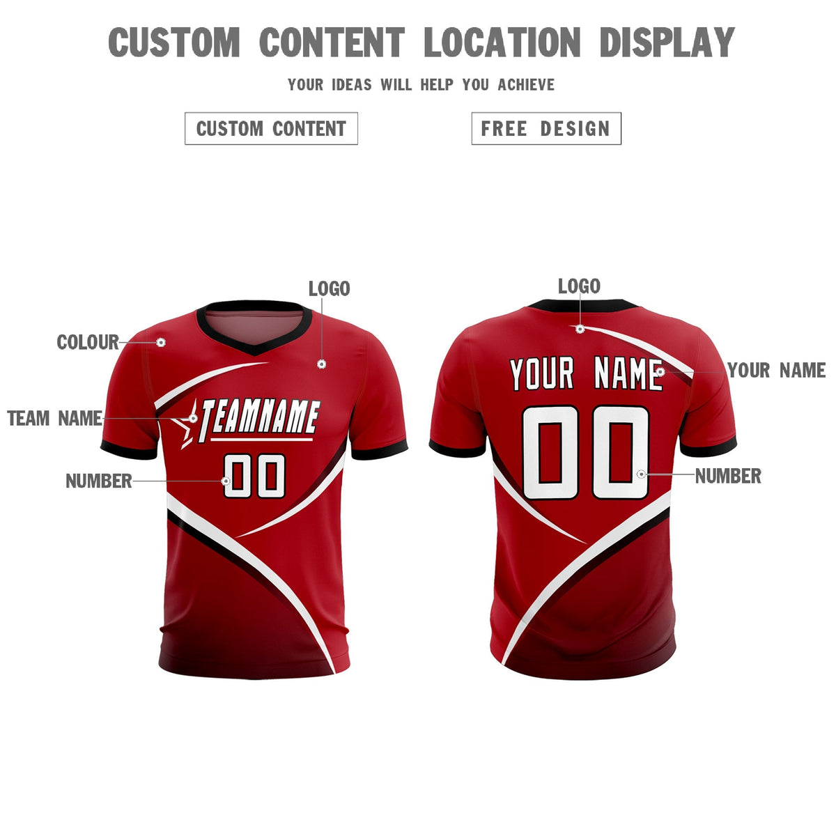 Custom Red Black Color Block Training Uniform For Men Football Kits Jersey