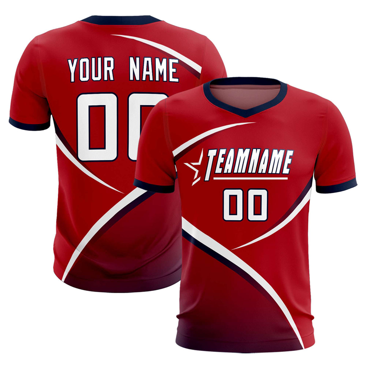 Custom Red Navy Color Block Training Uniform For Men Football Kits Jersey